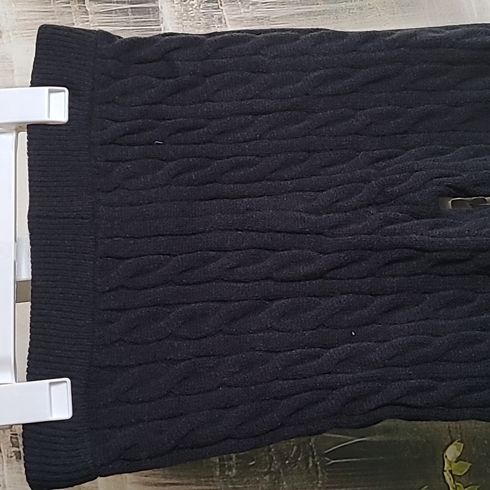 New! Womens Medium Black Cable Knit Cropped Hoodie and Pants Set - Picture 6 of 9